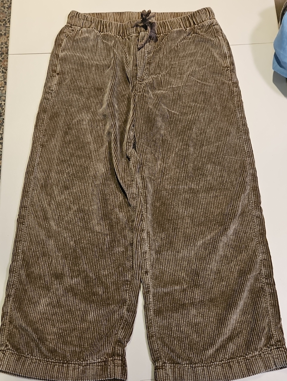 American Eagle Outfitters Olive-Brown Corduroy Drawstring Pants 0215